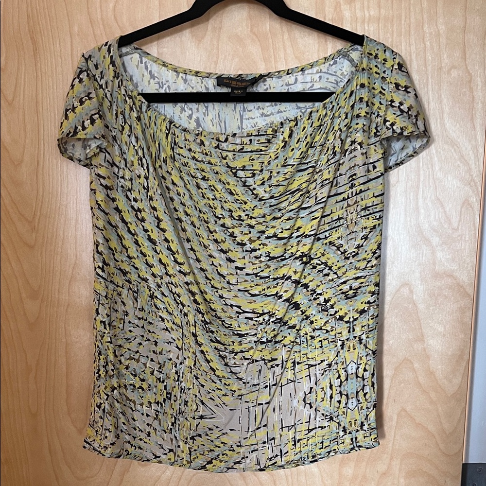 Diesel Black Gold Yellow and Gray Patterned Blouse